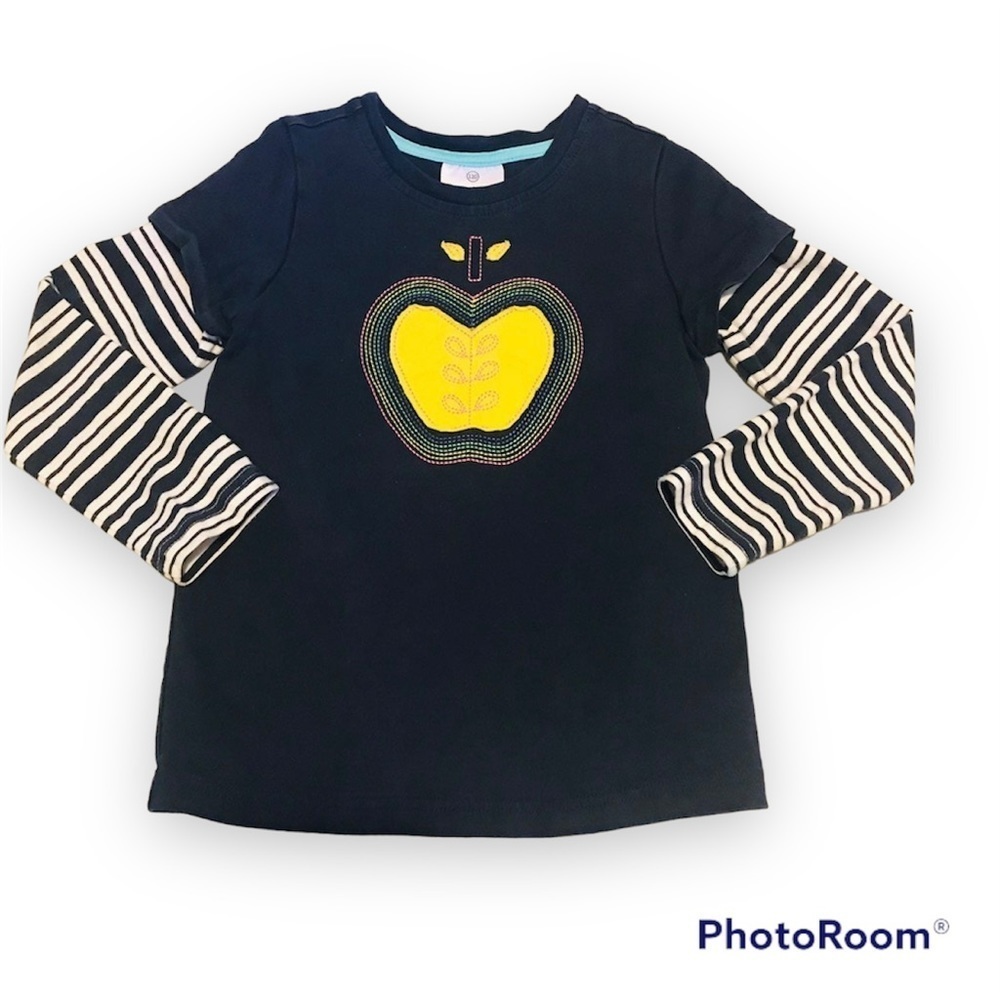 Hanna Andersson size 110 US 5 girls apple appliqué long sleeve shirt top